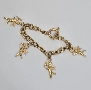 Gold Angel Charm Bracelet Cupid Cherub